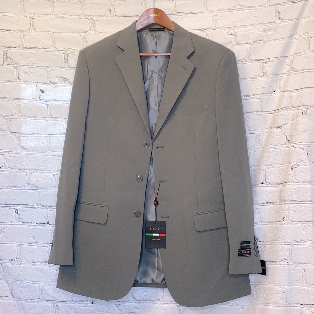 Lucci Collezione Gray Men's Suit Jacket Size 40L 34W Brand New W/Tags